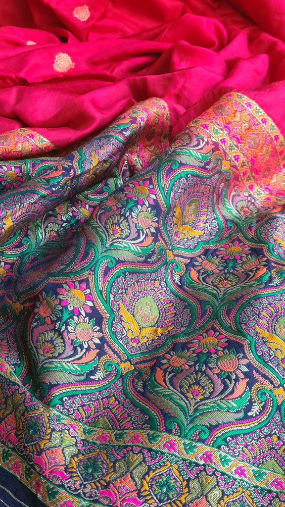 Zynah Pure Russian Silk Saree with Resham Woven Pallu, Brocade & Beads Tassels; Custom Stitched/Ready-made Blouse, Fall, Petticoat; Shipping available USA, Worldwide