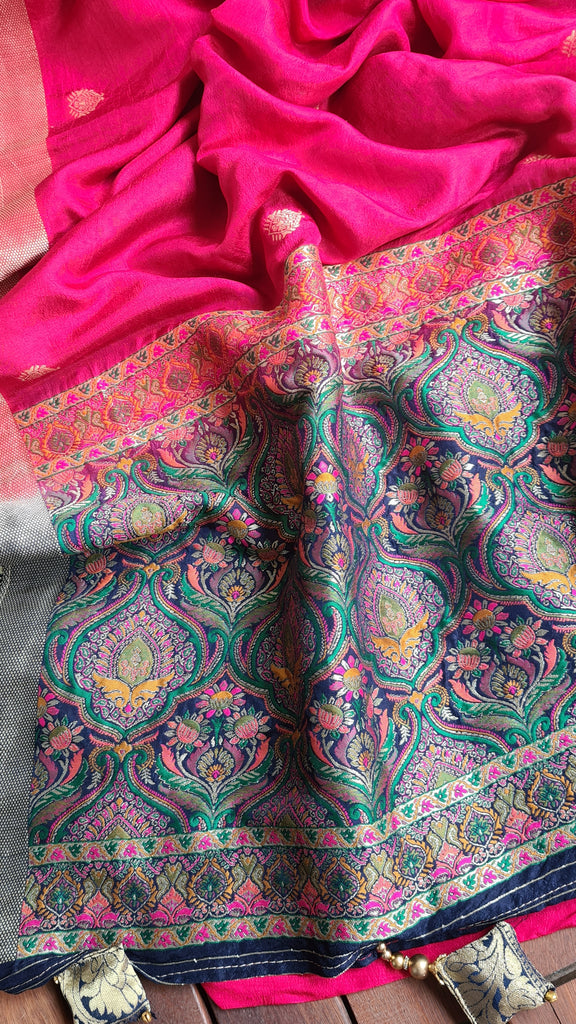 Zynah Pure Russian Silk Saree with Resham Woven Pallu, Brocade & Beads Tassels; Custom Stitched/Ready-made Blouse, Fall, Petticoat; Shipping available USA, Worldwide