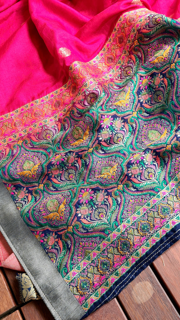Zynah Pure Russian Silk Saree with Resham Woven Pallu, Brocade & Beads Tassels; Custom Stitched/Ready-made Blouse, Fall, Petticoat; Shipping available USA, Worldwide