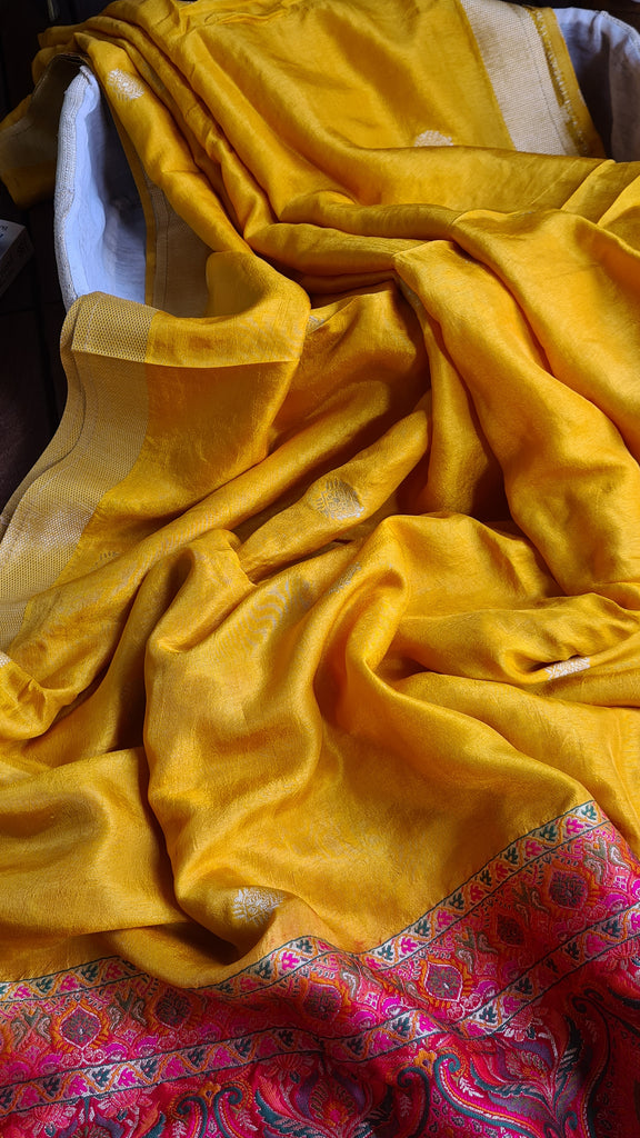 Zynah Pure Russian Silk Saree with Resham Woven Pallu, Brocade & Beads Tassels; Custom Stitched/Ready-made Blouse, Fall, Petticoat; Shipping available USA, Worldwide