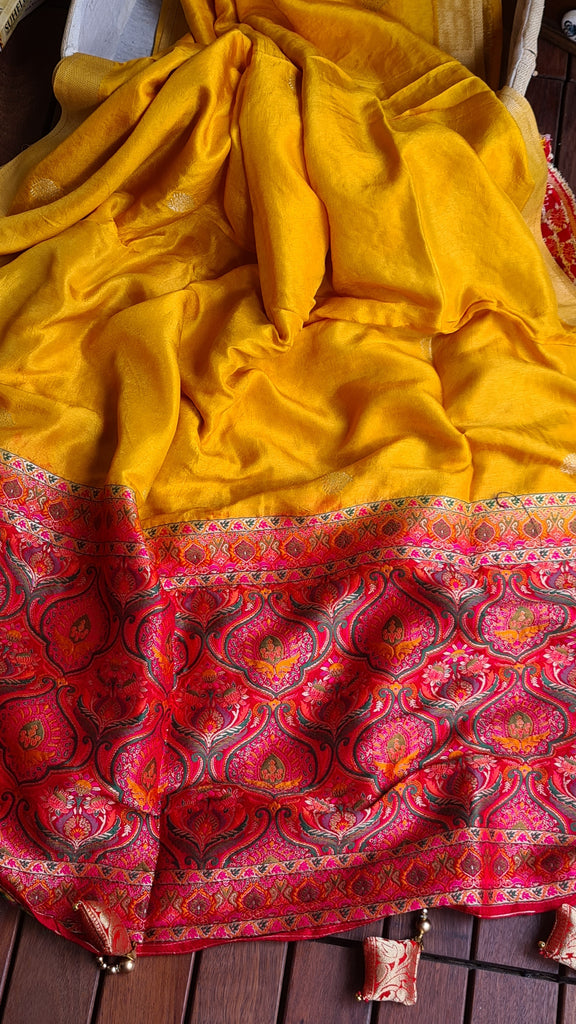 Zynah Pure Russian Silk Saree with Resham Woven Pallu, Brocade & Beads Tassels; Custom Stitched/Ready-made Blouse, Fall, Petticoat; Shipping available USA, Worldwide