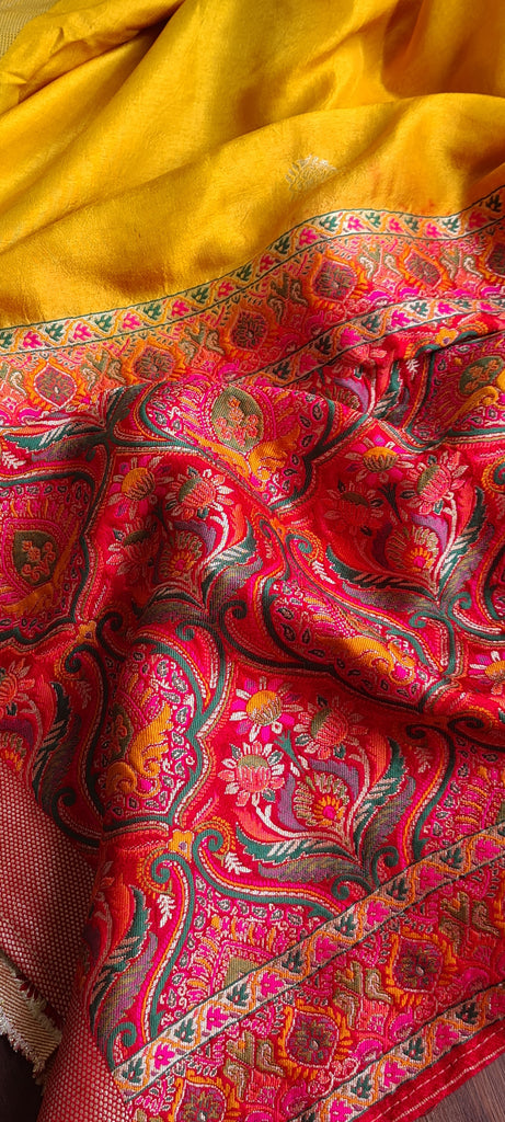 Zynah Pure Russian Silk Saree with Resham Woven Pallu, Brocade & Beads Tassels; Custom Stitched/Ready-made Blouse, Fall, Petticoat; Shipping available USA, Worldwide