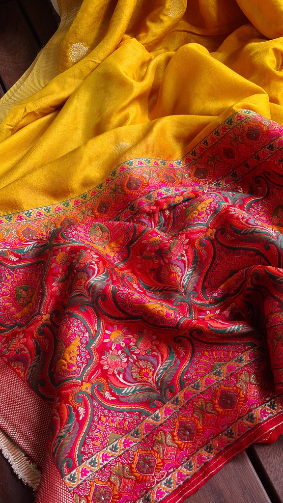 Zynah Pure Russian Silk Saree with Resham Woven Pallu, Brocade & Beads Tassels; Custom Stitched/Ready-made Blouse, Fall, Petticoat; Shipping available USA, Worldwide