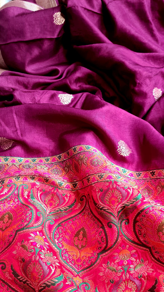 Zynah Pure Russian Silk Saree with Resham Woven Pallu, Brocade & Beads Tassels; Custom Stitched/Ready-made Blouse, Fall, Petticoat; Shipping available USA, Worldwide