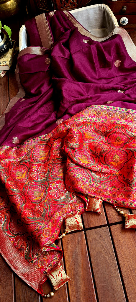 Zynah Pure Russian Silk Saree with Resham Woven Pallu, Brocade & Beads Tassels; Custom Stitched/Ready-made Blouse, Fall, Petticoat; Shipping available USA, Worldwide