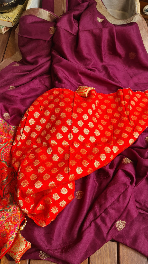 Zynah Pure Russian Silk Saree with Resham Woven Pallu, Brocade & Beads Tassels; Custom Stitched/Ready-made Blouse, Fall, Petticoat; Shipping available USA, Worldwide