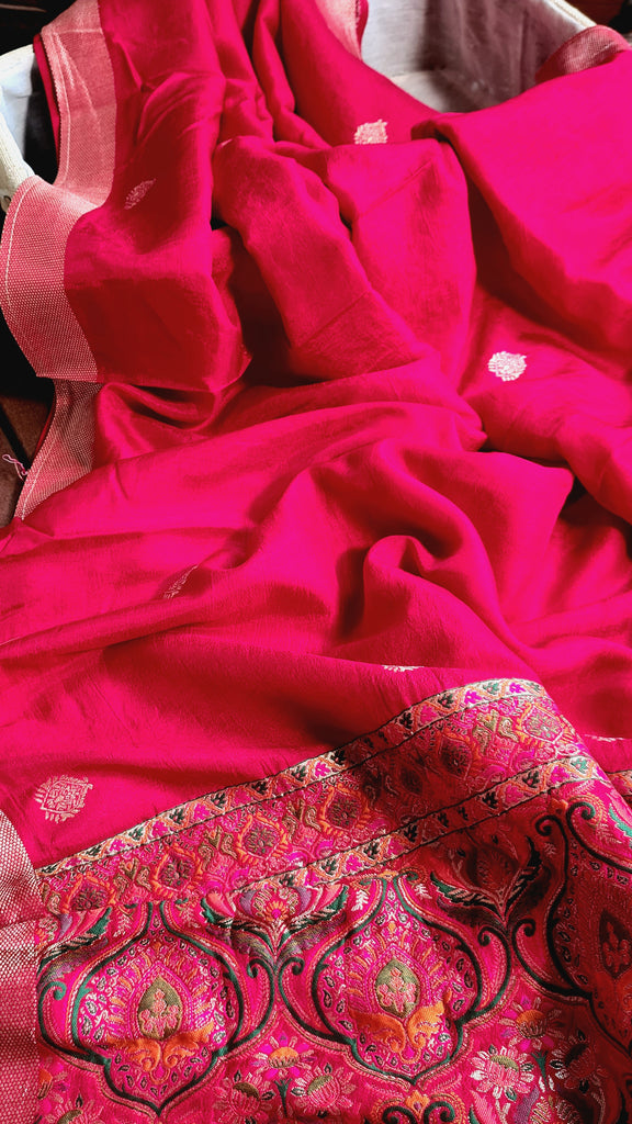 Zynah Pure Russian Silk Saree with Resham Woven Pallu, Brocade & Beads Tassels; Custom Stitched/Ready-made Blouse, Fall, Petticoat; Shipping available USA, Worldwide