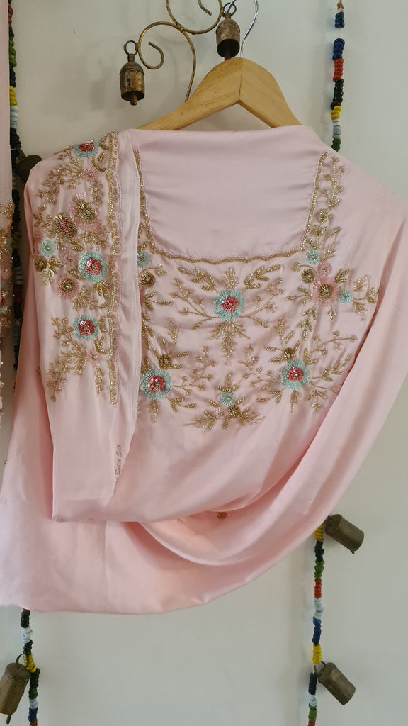 Zynah Pure Organza Silk Saree with Sequence, Beads & Cutdana Work; Custom Stitched/Ready-made Blouse, Fall, Petticoat; Shipping available USA, Worldwide