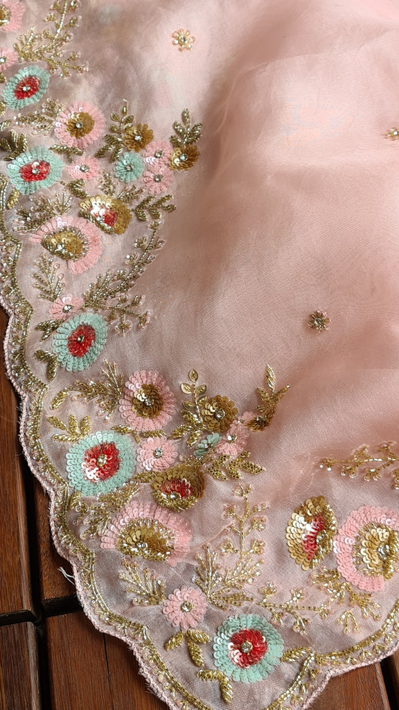 Zynah Pure Organza Silk Saree with Sequence, Beads & Cutdana Work; Custom Stitched/Ready-made Blouse, Fall, Petticoat; Shipping available USA, Worldwide