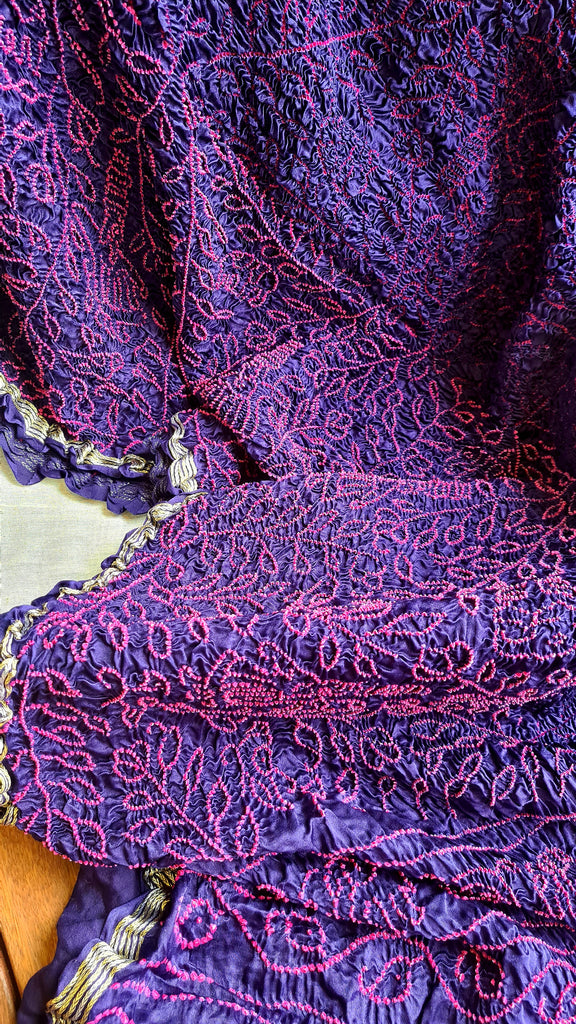 Zynah Pure Gajji Silk Designer Bandhani Saree with Tissue Zari Pallu; Custom Stitched/Ready-made Blouse, Fall, Petticoat; Shipping available USA, Worldwide