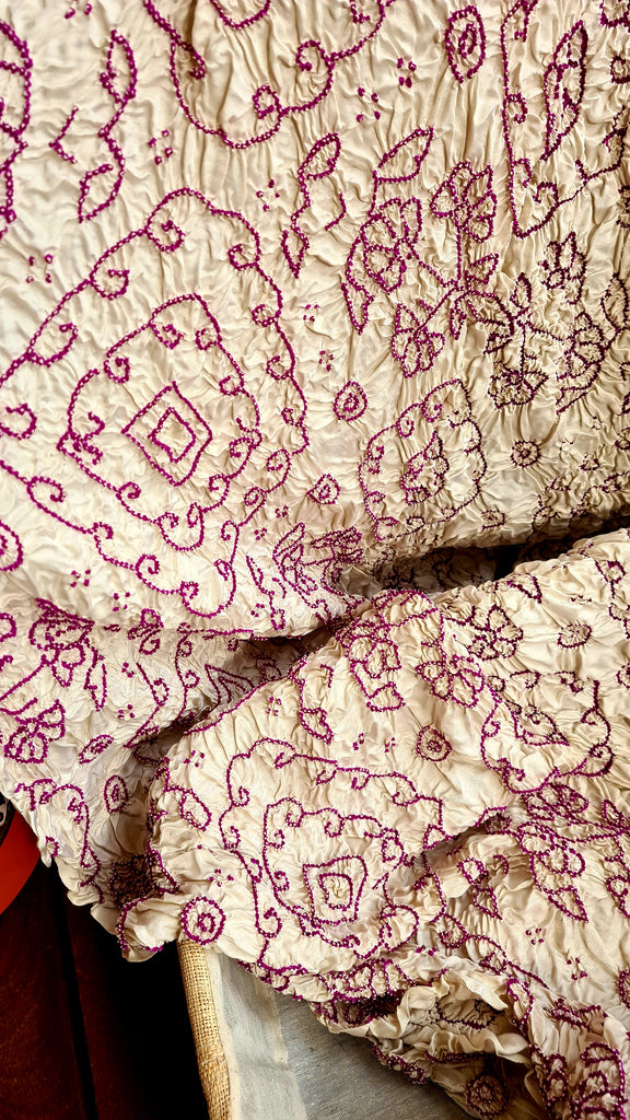 Zynah Pure Gajji Silk Designer Bandhani Saree with Zari Border & Pallu; Custom Stitched/Ready-made Blouse, Fall, Petticoat; Shipping available USA, Worldwide