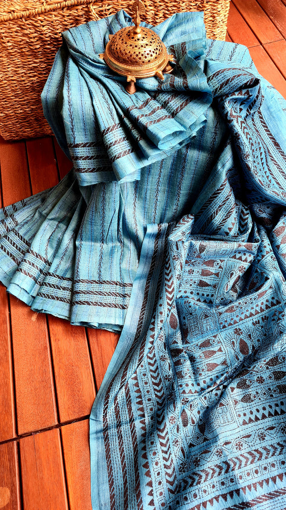 Zynah Handwoven Kantha Silk Saree; Custom Stitched/Ready-made Blouse, Fall, Petticoat; Shipping available USA, Worldwide