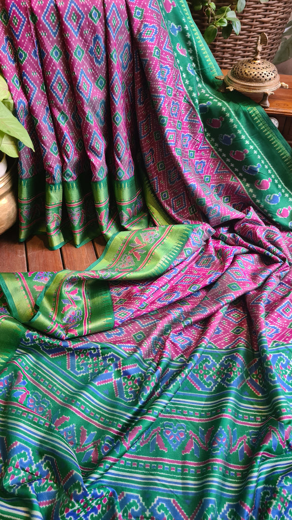 Zynah Pink Color Soft Silk Ikkat Printed Saree with woven zari borders; Custom Stitched/Ready-made Blouse, Fall, Petticoat; Shipping available USA, Worldwide