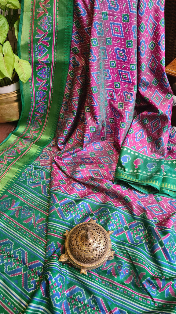 Zynah Pink Color Soft Silk Ikkat Printed Saree with woven zari borders; Custom Stitched/Ready-made Blouse, Fall, Petticoat; Shipping available USA, Worldwide