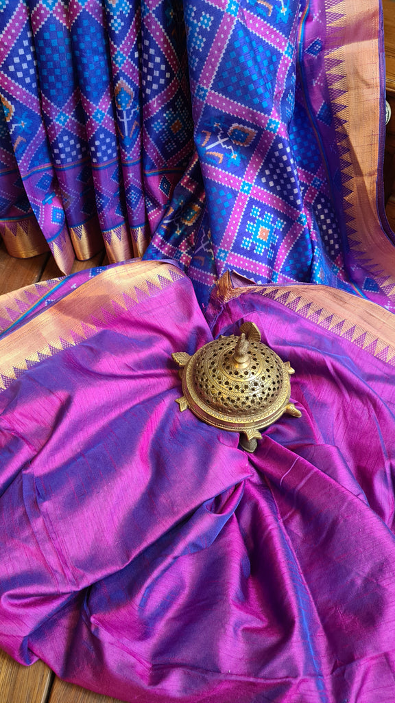 Zynah Blue Color Soft Silk Ikkat Printed Saree with woven zari borders; Custom Stitched/Ready-made Blouse, Fall, Petticoat; Shipping available USA, Worldwide