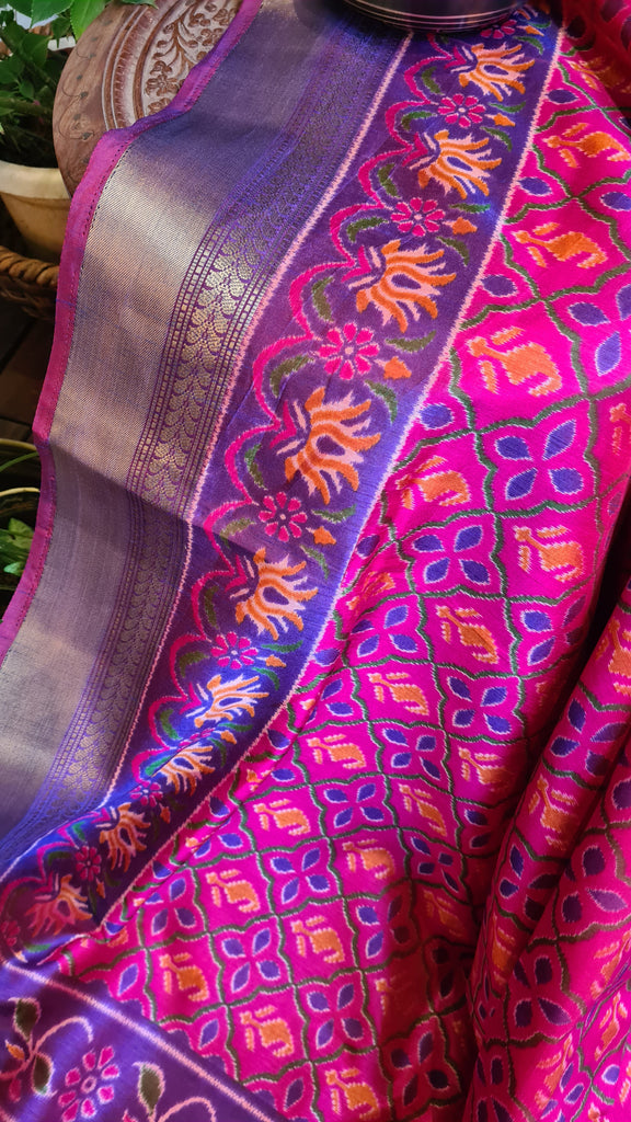 Zynah Pink Color(2) Soft Silk Ikkat Printed Saree with woven zari borders; Custom Stitched/Ready-made Blouse, Fall, Petticoat; Shipping available USA, Worldwide