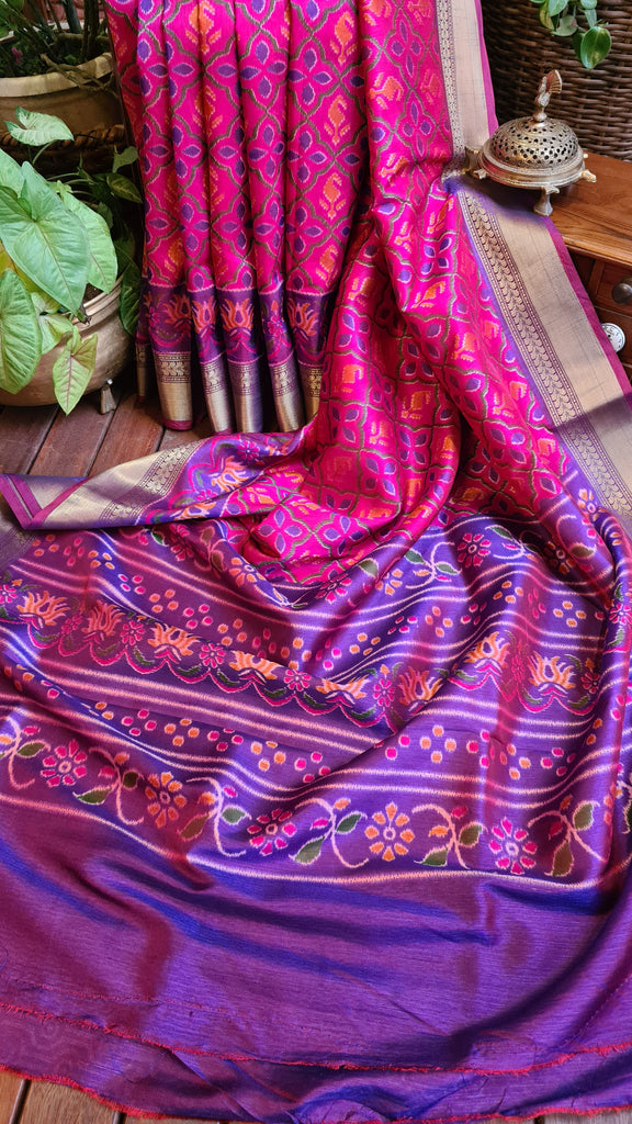 Zynah Pink Color(2) Soft Silk Ikkat Printed Saree with woven zari borders; Custom Stitched/Ready-made Blouse, Fall, Petticoat; Shipping available USA, Worldwide