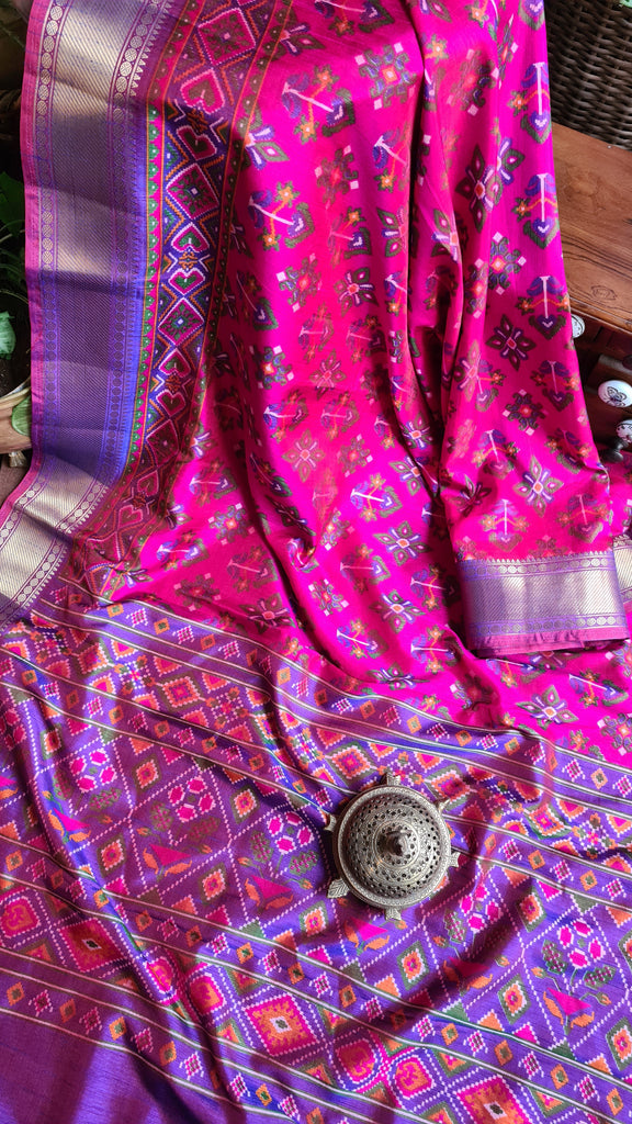 Zynah Pink Color Soft Silk Ikkat Printed Saree with woven zari borders; Custom Stitched/Ready-made Blouse, Fall, Petticoat; Shipping available USA, Worldwide