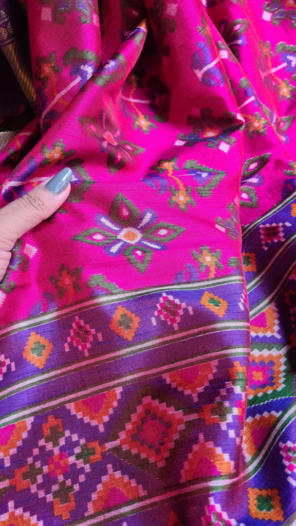 Zynah Pink Color Soft Silk Ikkat Printed Saree with woven zari borders; Custom Stitched/Ready-made Blouse, Fall, Petticoat; Shipping available USA, Worldwide