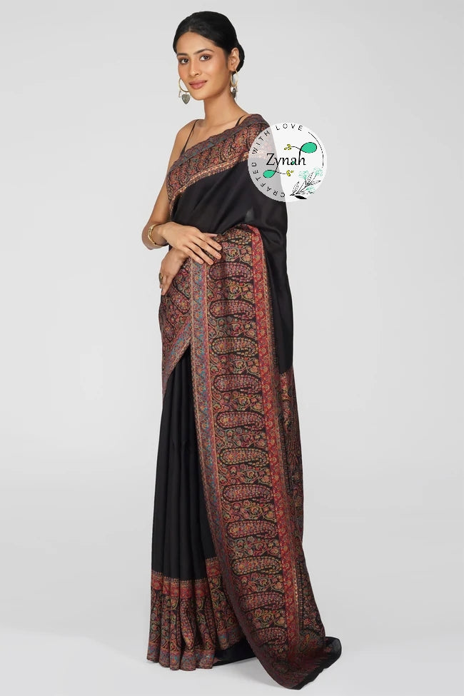 Zynah Pure Silk Kani Jamawar Saree with Grand Pallu & Border; Custom Stitched/Ready-made Blouse, Fall, Petticoat; Shipping available USA, Worldwide