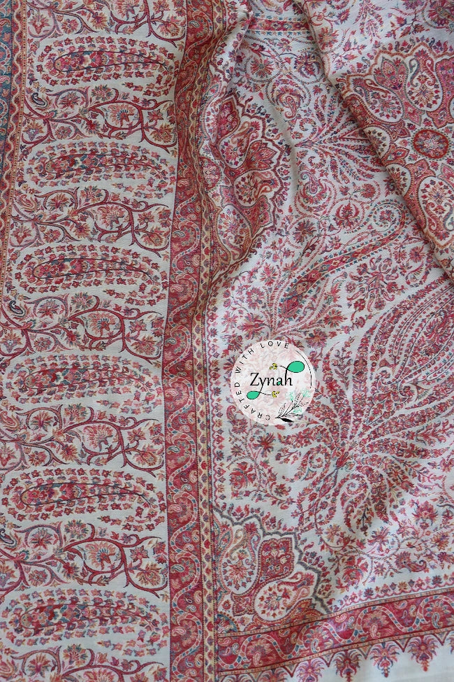 Zynah Pure Silk Kani Jamawar Saree with Grand Pallu & Border; Custom Stitched/Ready-made Blouse, Fall, Petticoat; Shipping available USA, Worldwide
