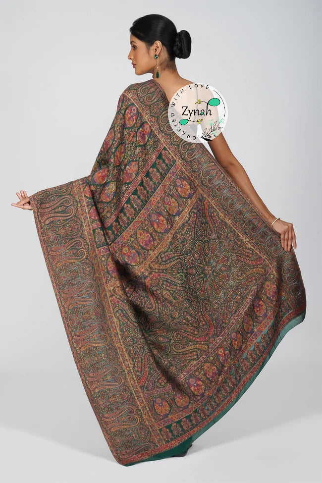 Zynah Pure Silk Kani Jamawar Saree with Grand Pallu & Border; Custom Stitched/Ready-made Blouse, Fall, Petticoat; Shipping available USA, Worldwide