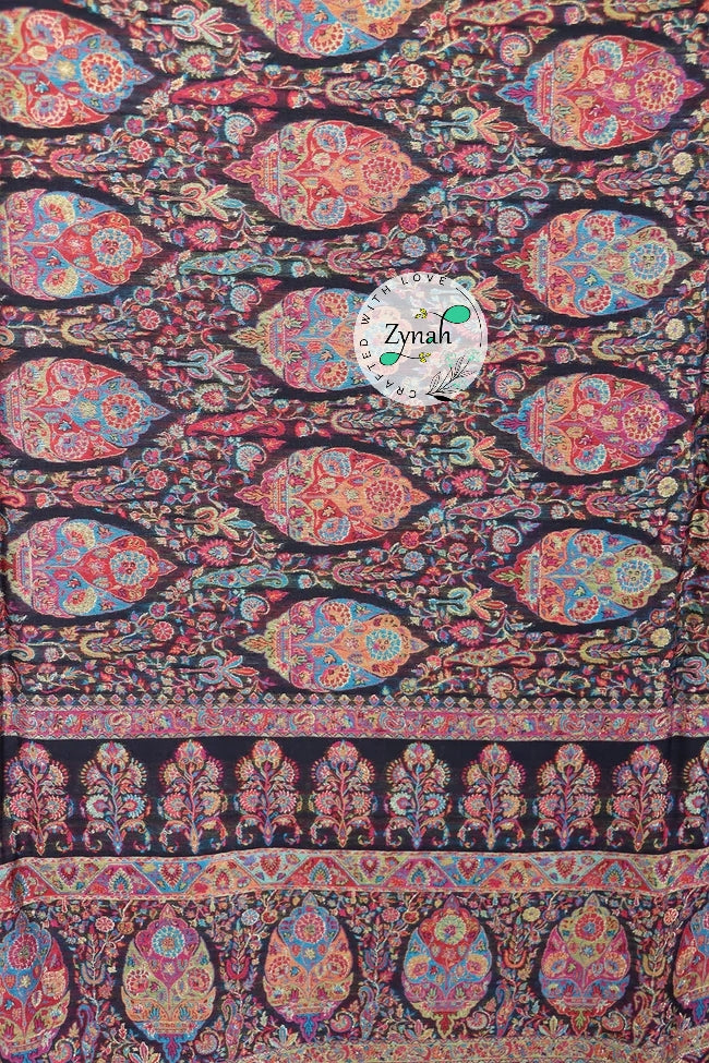 Zynah Pure Silk Kani Jamawar Saree with Grand Pallu & Border; Custom Stitched/Ready-made Blouse, Fall, Petticoat; Shipping available USA, Worldwide