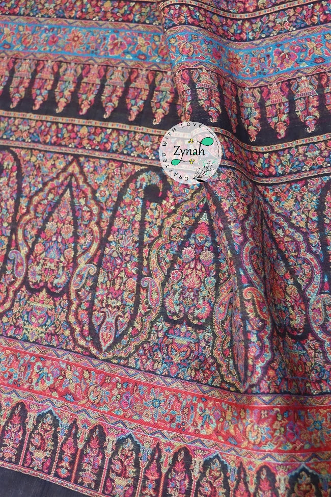 Zynah Pure Silk Kani Jamawar Saree with Grand Pallu & Border; Custom Stitched/Ready-made Blouse, Fall, Petticoat; Shipping available USA, Worldwide