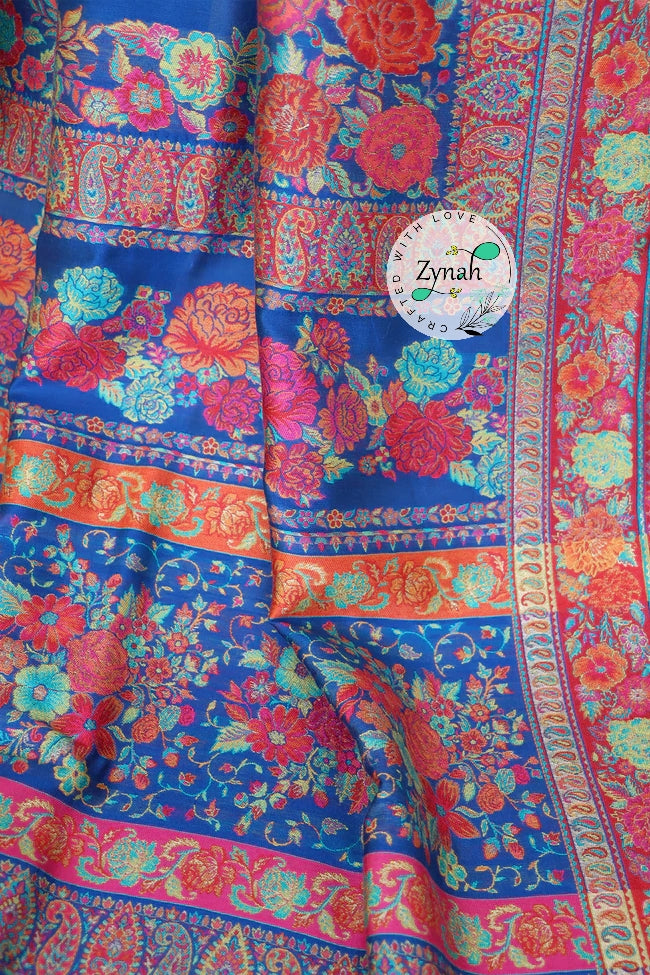 Zynah Pure Silk Kani Jamawar Saree with Grand Pallu & Border; Custom Stitched/Ready-made Blouse, Fall, Petticoat; Shipping available USA, Worldwide