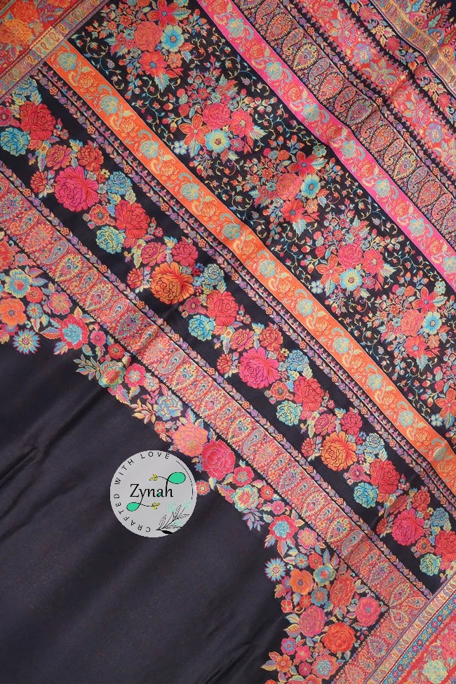 Zynah Pure Silk Kani Jamawar Saree with Grand Pallu & Border; Custom Stitched/Ready-made Blouse, Fall, Petticoat; Shipping available USA, Worldwide