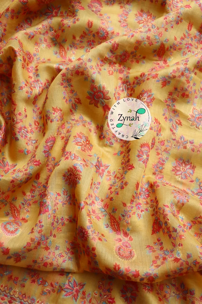 Zynah Pure Silk Kani Jamawar Saree with Grand Pallu & Border; Custom Stitched/Ready-made Blouse, Fall, Petticoat; Shipping available USA, Worldwide