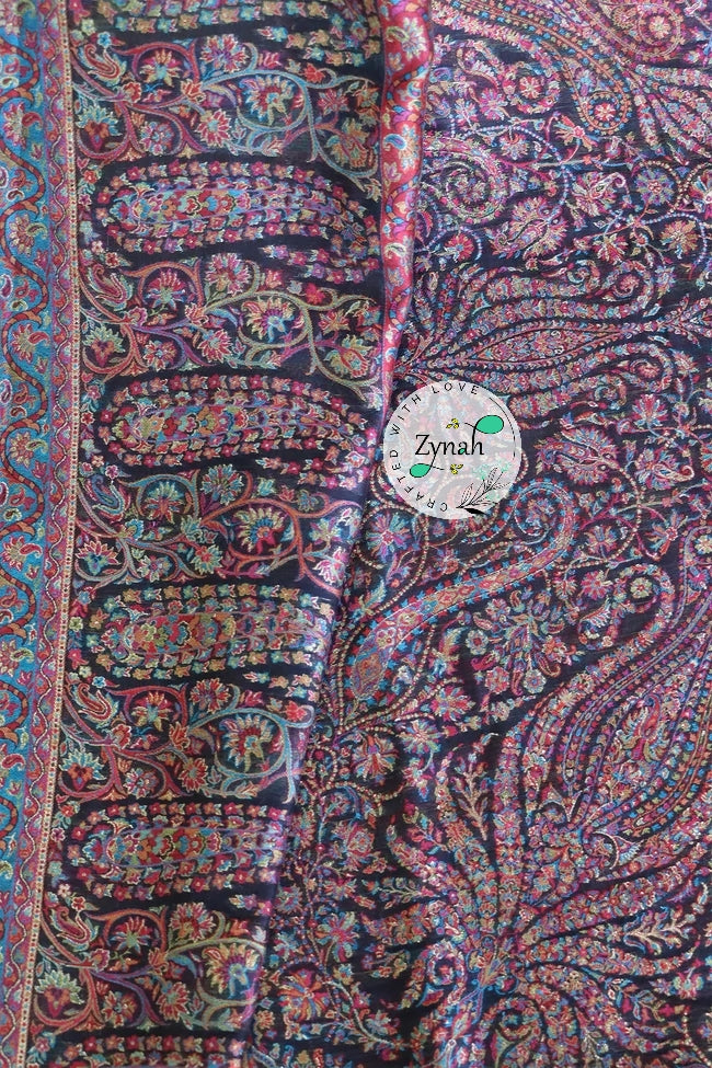 Zynah Pure Silk Kani Jamawar Saree with Grand Pallu & Border; Custom Stitched/Ready-made Blouse, Fall, Petticoat; Shipping available USA, Worldwide
