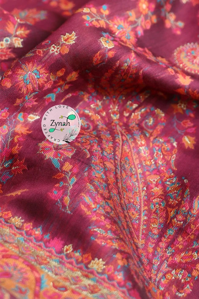 Zynah Pure Silk Kani Jamawar Saree with Grand Pallu & Border; Custom Stitched/Ready-made Blouse, Fall, Petticoat; Shipping available USA, Worldwide