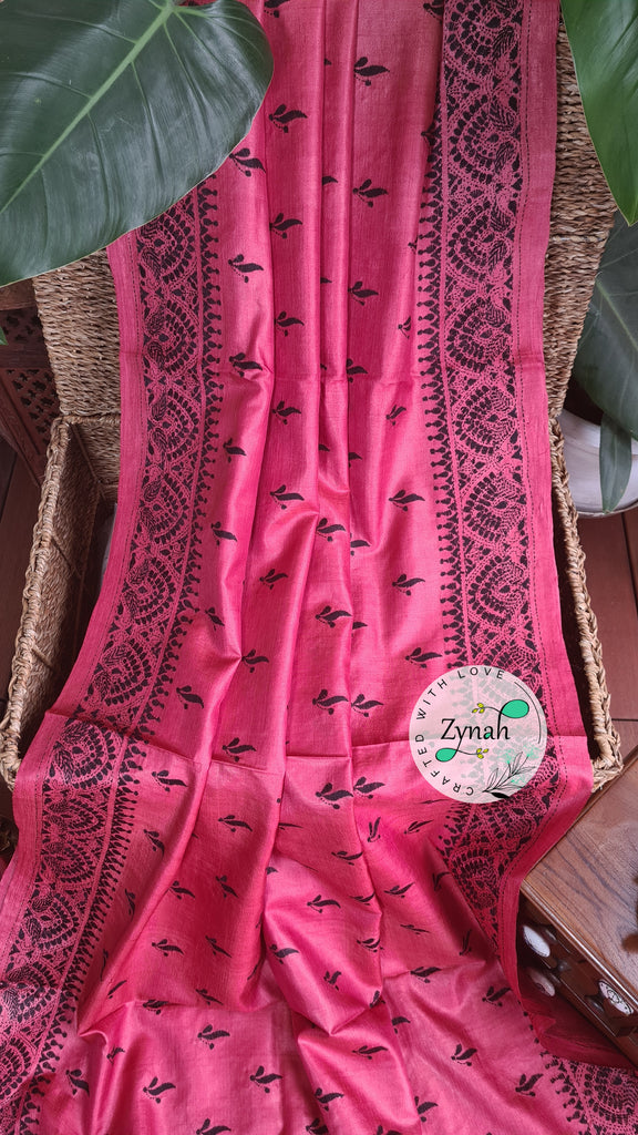Zynah Pure Tussar Silk Kantha Saree; Custom Stitched/Ready-made Blouse, Fall, Petticoat; Shipping available USA, Worldwide