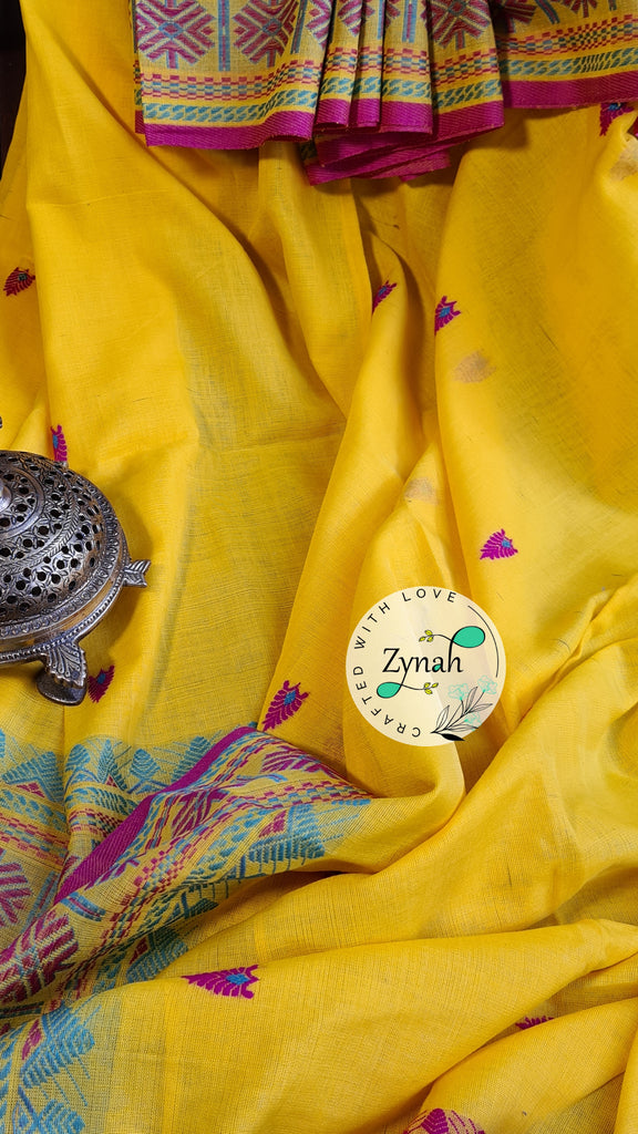 Zynah Pure Organic Khadi(140c) Jamdhani Saree; Custom Stitched/Ready-made Blouse, Fall, Petticoat; Shipping available USA, Worldwide