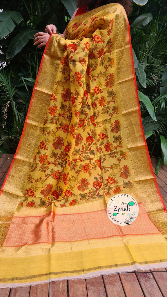 Zynah Pure Tussar Banarasi Silk Saree; Custom Stitched/Ready-made Blouse, Fall, Petticoat; Shipping available USA, Worldwide