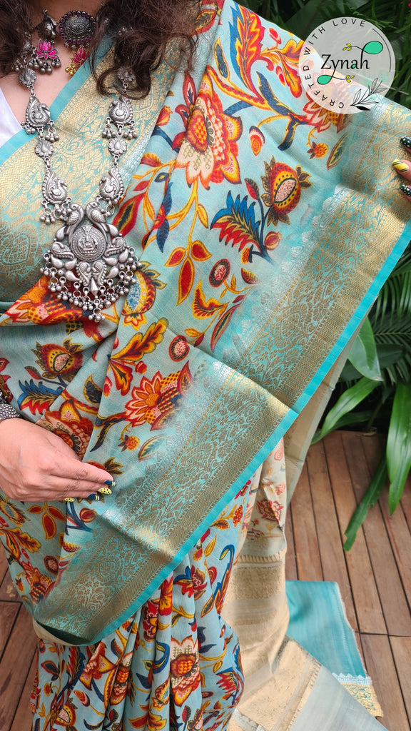 Zynah Pure Tussar Banarasi Silk Saree; Custom Stitched/Ready-made Blouse, Fall, Petticoat; Shipping available USA, Worldwide