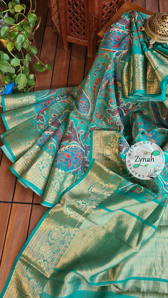 Zynah Pure Tussar Banarasi Silk Saree; Custom Stitched/Ready-made Blouse, Fall, Petticoat; Shipping available USA, Worldwide
