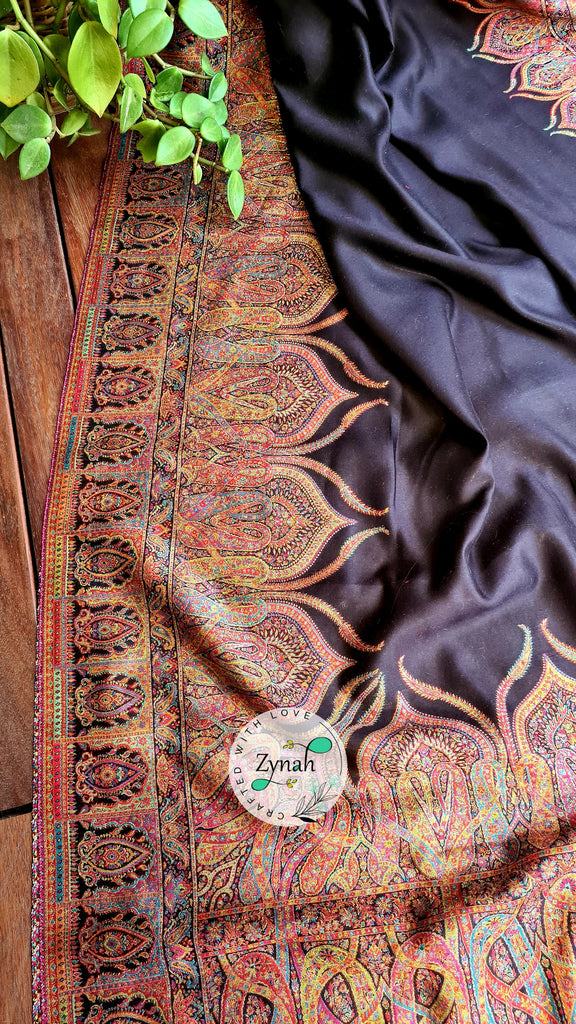 Zynah Pure Silk Kani Jamawar Saree with Grand Pallu & Border; Custom Stitched/Ready-made Blouse, Fall, Petticoat; Shipping available USA, Worldwide