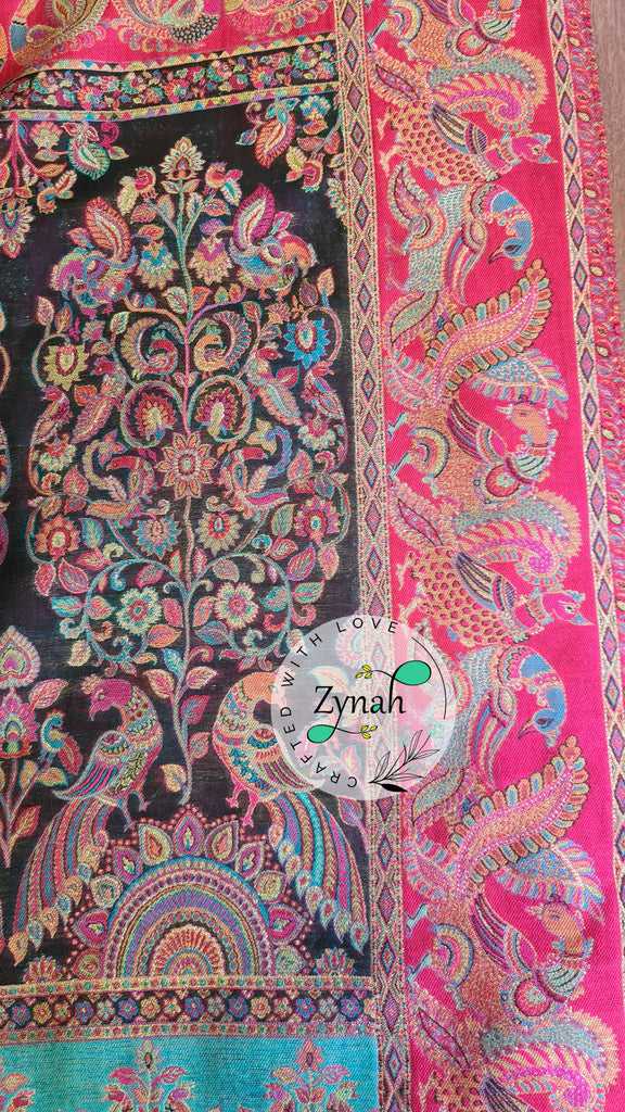 Zynah Pure Kani Silk Saree with Grand Pallu; Custom Stitched/Ready-made Blouse, Fall, Petticoat; Shipping available USA, Worldwide