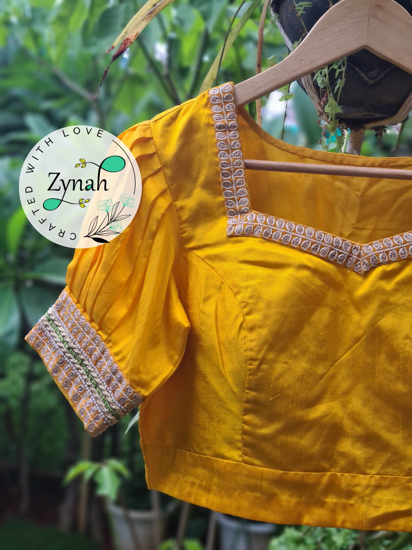 Zynah Pre-order Pure Silk Yellow Color Solid Blouse; Shipping available USA & Worldwide