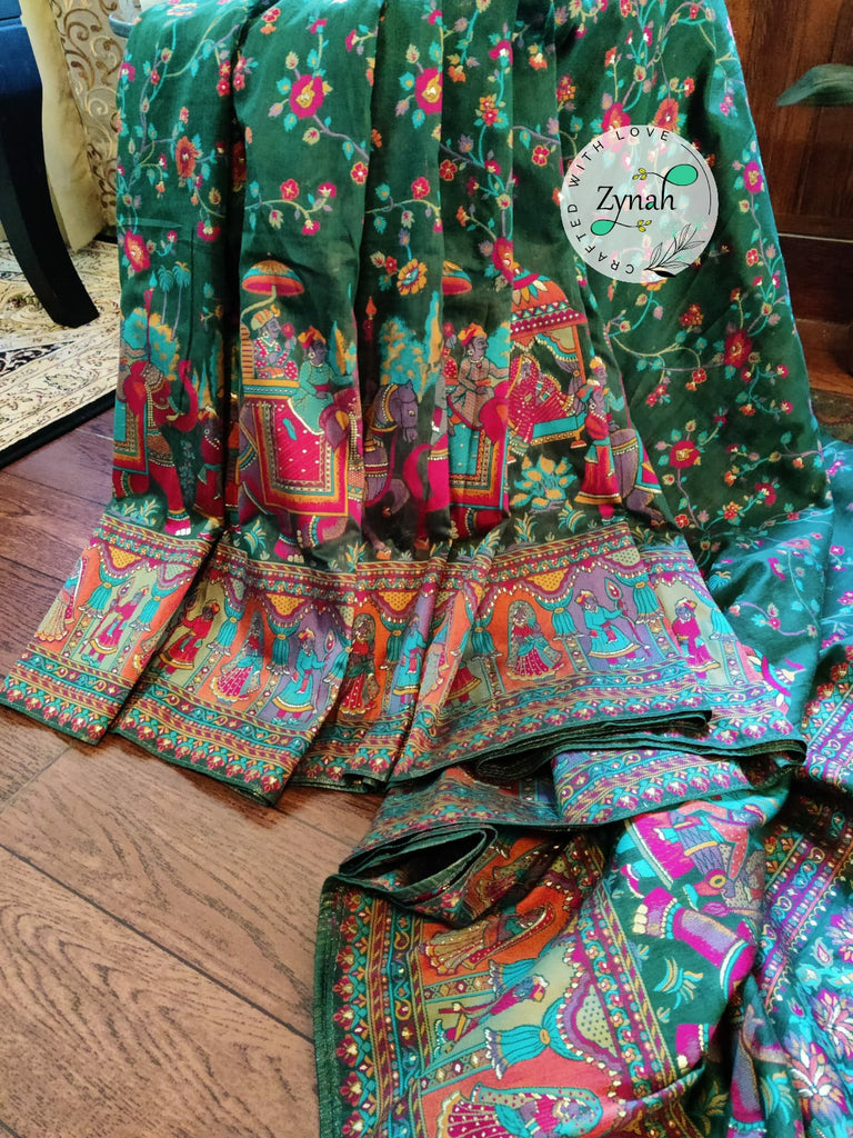 Zynah Pure Kani Silk Cotton Saree with Vibrant Colour Weave; Custom Stitched/Ready-made Blouse, Fall, Petticoat; Shipping available USA, Worldwide