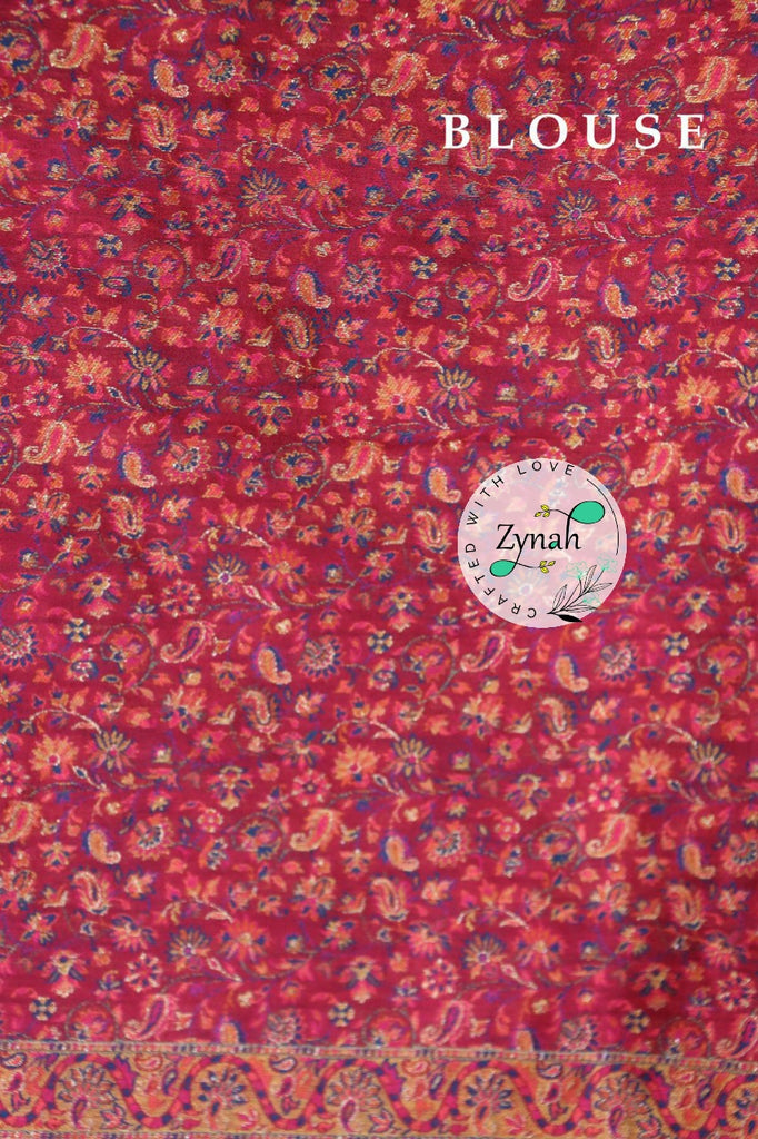 Zynah Pure Silk Kani Jamawar Saree with Grand Pallu & Border; Custom Stitched/Ready-made Blouse, Fall, Petticoat; Shipping available USA, Worldwide