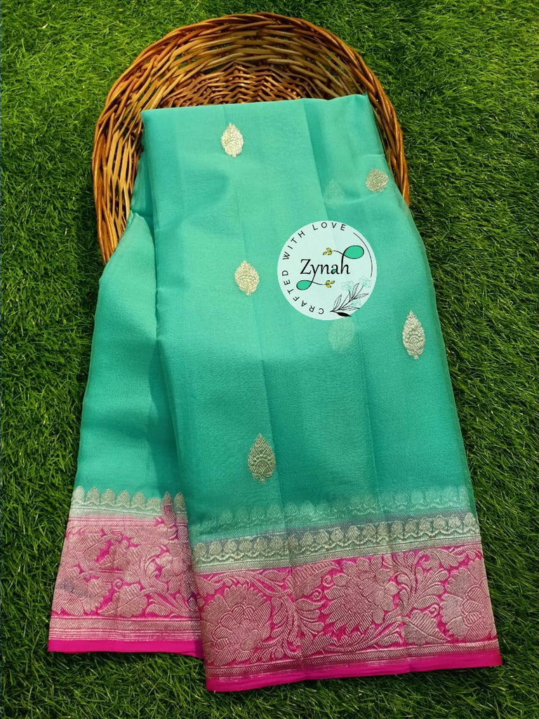 Zynah Pure Banarasi Handloom Khaddi Georgette Saree with Zari Weave; Custom Stitched/Ready-made Blouse, Fall, Petticoat; Shipping available USA, Worldwide