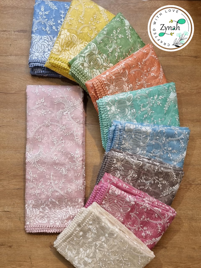 Zynah Gray Color Pure Organza Silk Saree with Parsi Gara Inspired Embroidery & Crochet Lace; Custom Stitched/Ready-made Blouse, Fall, Petticoat; Shipping available USA, Worldwide
