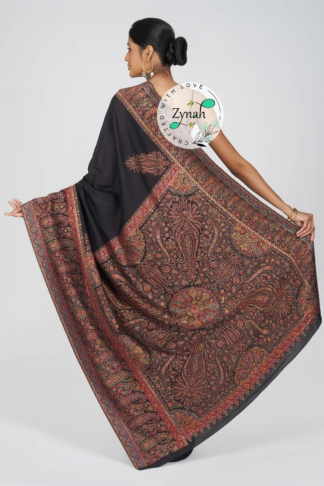 Zynah Pure Silk Kani Jamawar Saree with Grand Pallu & Border; Custom Stitched/Ready-made Blouse, Fall, Petticoat; Shipping available USA, Worldwide