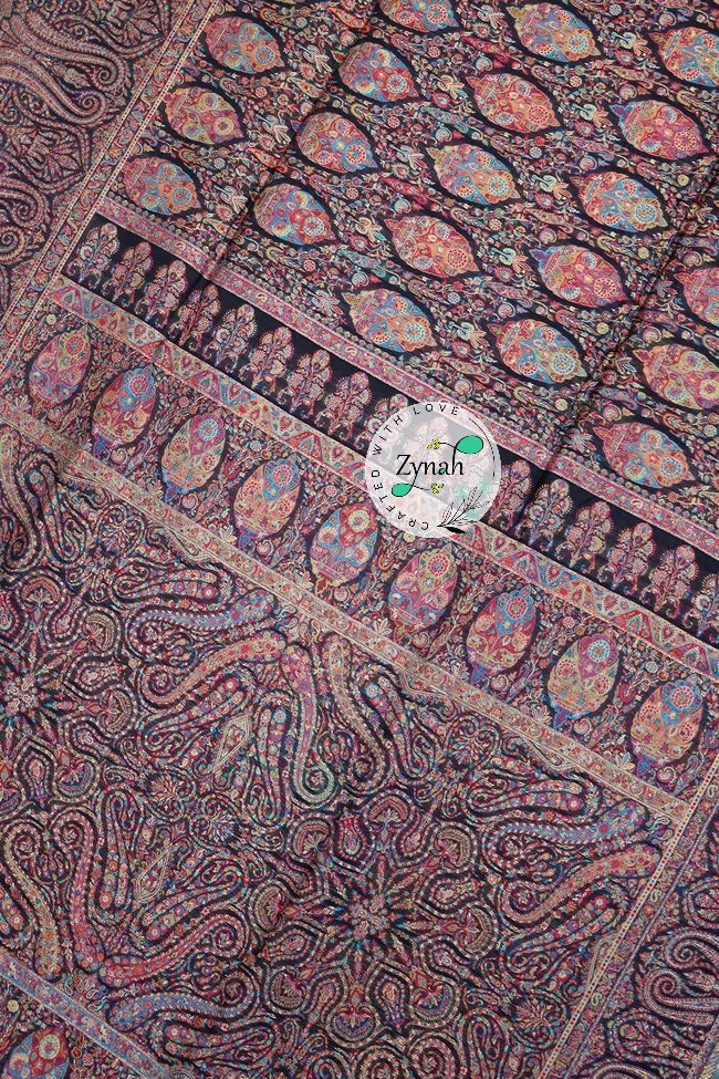 Zynah Pure Silk Kani Jamawar Saree with Grand Pallu & Border; Custom Stitched/Ready-made Blouse, Fall, Petticoat; Shipping available USA, Worldwide