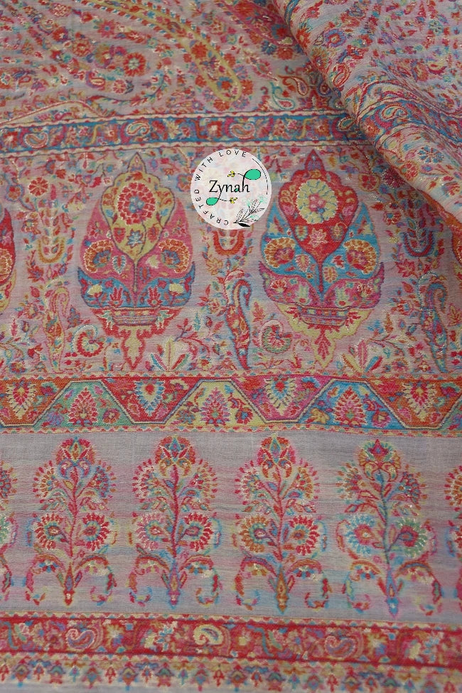 Zynah Pure Silk Kani Jamawar Saree with Grand Pallu & Border; Custom Stitched/Ready-made Blouse, Fall, Petticoat; Shipping available USA, Worldwide