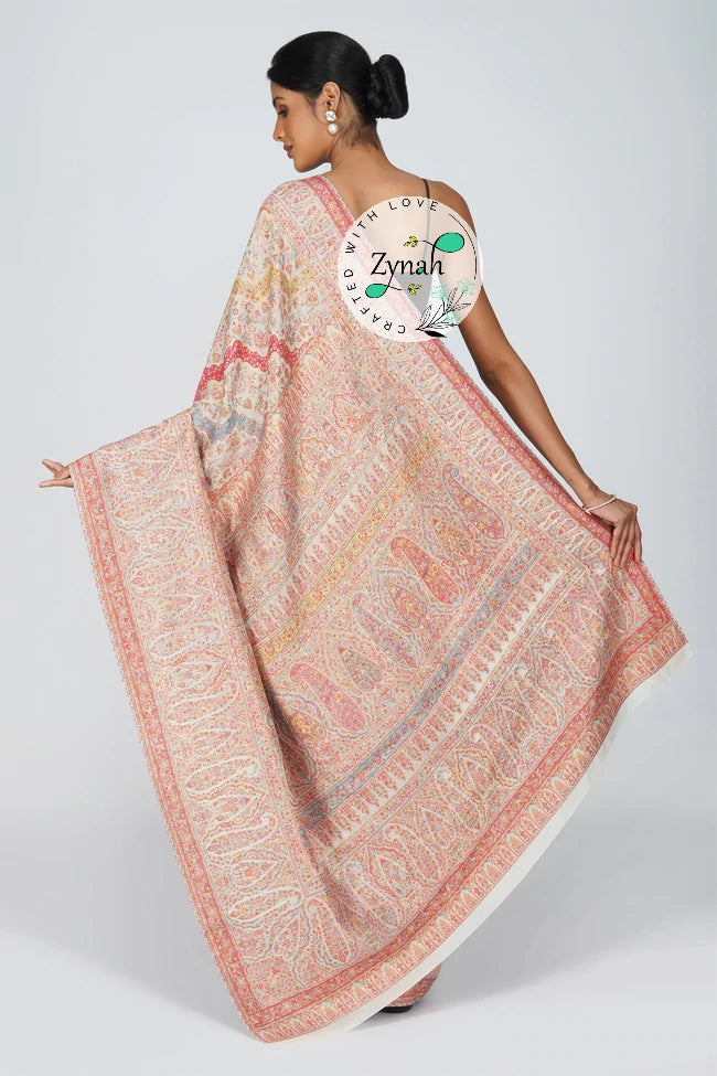 Zynah Pure Silk Kani Jamawar Saree with Grand Pallu & Border; Custom Stitched/Ready-made Blouse, Fall, Petticoat; Shipping available USA, Worldwide