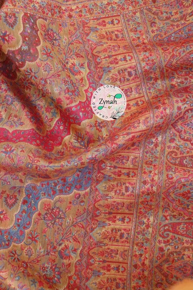 Zynah Pure Silk Kani Jamawar Saree with Grand Pallu & Border; Custom Stitched/Ready-made Blouse, Fall, Petticoat; Shipping available USA, Worldwide
